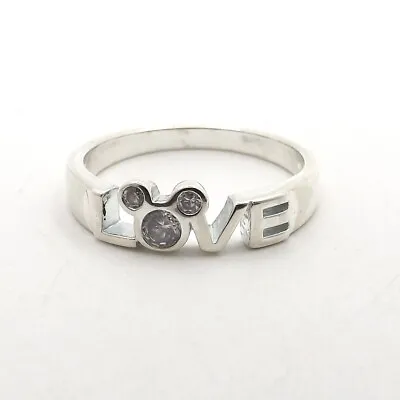 Disney Sterling Silver Cz Love Mickey Mouse Ears Ring Sz7 • $75