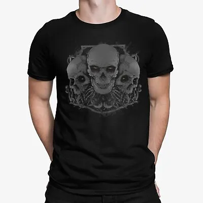 Demon Skulls Mens T-Shirt Tee Gothic Rock Skull Goth Skeleton Alternative Biker • £10.74