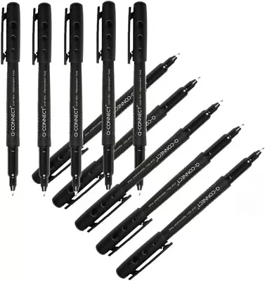 Q-Connect OHP Pen Permanent Fine 0.5mm Black KF01068 (Pack Of 10) • £7.35