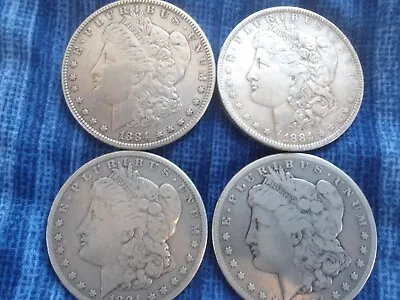 Lot Of Four 1884 Morgan Silver Dollars  4  Very Nice 90% Silver Coins • $51