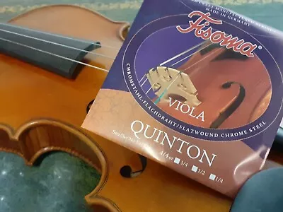 HNY! Fisoma Quinton Flat Wound Chromium Steel Viola Strings 3/4 14 -15  Lenzner • £19.99