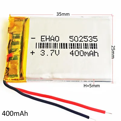 £6.96 • Buy 3.7V 400mAh Lipo Polymer Rechargeable Battery For Camera Video Pen GPS 502535
