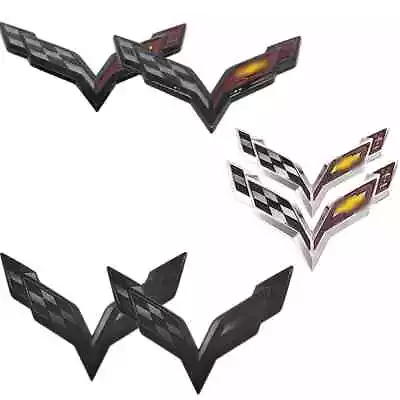 NEW 2x Front/Rear Cross Flag Emblems 3D Badge For 2014-2019 Corvette C7 • $19.99