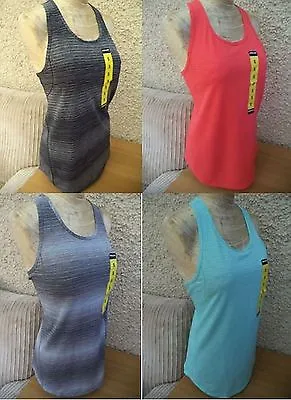 £7.99 • Buy Ladies 10 12 14 16 Yoga Gym Vest Fitness Stretch T Shirt Workout Top Grey / Aqua