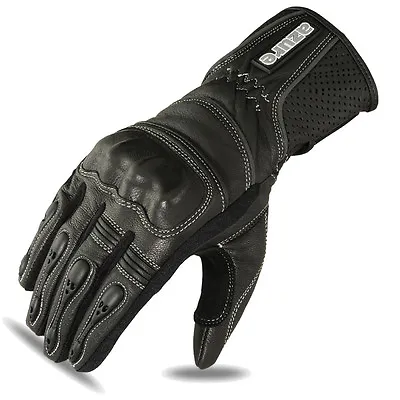 Motorbike Gloves Motorcycle Biker Racing Wear Black Goat Leather Knuckle L-1 • $23.64