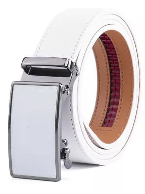 Mens Leather Belt No Holes Ratchet Belt Automatic Buckle Adjustable • $15.99