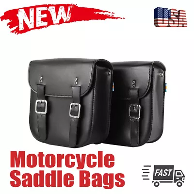 2x PU Leather Side Saddle Bags For Yamaha Virago XV 250 500 535 700 750 920 1100 • $65.99