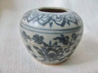 Antique Annamese Blue / White Stoneware Jar / Jarlet From Southeast Asia • $95