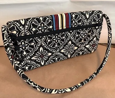 Vera Bradley Barcelona Pattern Shoulder Bag Black White Floral W/ 4 Pockets • $18