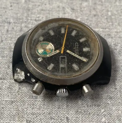 Vintage Citizen 67-9577 Chronograph Automatic Watch 8100A Black Dial To Restore • $100