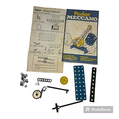 Vtg Gilbert Toys Erector Set & Pocket Meccano Pieces & Parts Instruction Manuals • £6.55