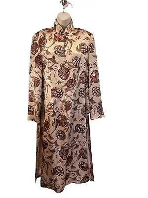 J. Peterman Silk Ao Dai Asian Dress Maxi With Side Slits Monkey Fist Buttons 10 • $28.95