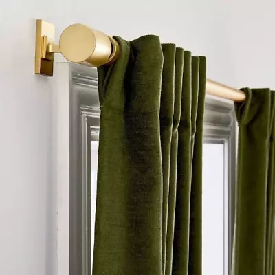 Moss Green Velvet Curtain Set Blackout Rod Pocket & Back Tab Window Treatment • $71.33