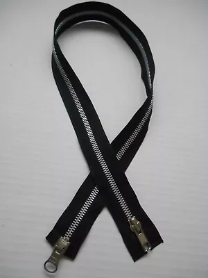 Vintage 27 Inch Black & Silver Metal  #5 YKK Heavy Duty Two-Way Zipper • $9.95