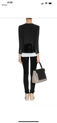 $99 • Buy Helmut Lang Angora Black Patent Leather Faux Jacket Sz 2 / Au 6-8 Sleek Mod Chic