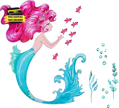 Little Mermaid Wall Decal Mermaid Fish Seaweed Bubble Wall Stickers (22*24 Inch) • $12.24