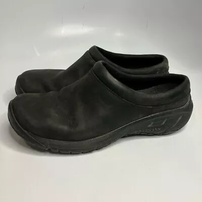 Merrell Black Encore Chill Clogs Mules Mocs Smooth Leather Size 8.5 • $35