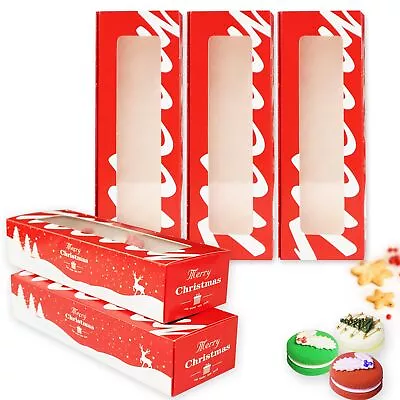 30pack Christmas Cookies Boxes With Window Red Xmas Macaron Packaging Boxes Maca • $21.60