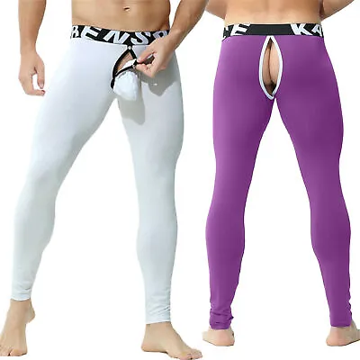 Men Sexy Thermal Long Johns Legging Pants U Convex Seperate Pouch Soft Underwear • $12.31