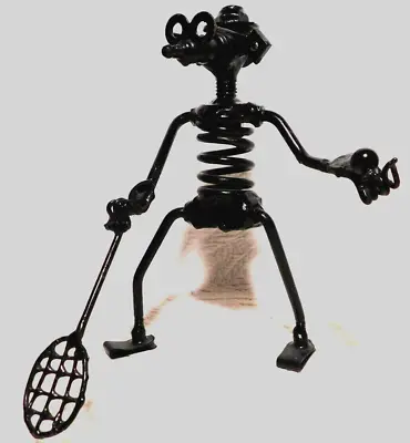 Scrap Metal Steampunk Art Sculpture 8.25  Badminton TENNIS Figure Recycle • $25.99