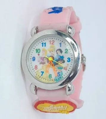 Girls Disney Princess Watch Silver Case Pink & Multicolor 3d Band Easy To Read • $17.49