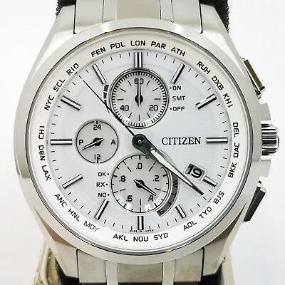 CITIZEN Attesa AT8040-57A White Silver Eco-Drive Titanium Men's Watch New In Box • $590