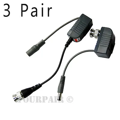 6pcs 3 Pair CCTV Coax BNC Video & Power Balun Transceiver Adapter To CAT5e 6 DVR • $7.48