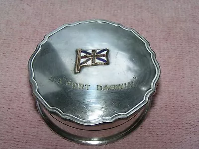 SS Port Darwin Steamship Co. Silver Plate Makeup / Snuff / Chew ??? Box • $79.99