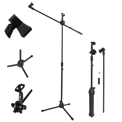 £12.99 • Buy New Tripod Microphone Stand With Adjustable Boom Arm Black Color