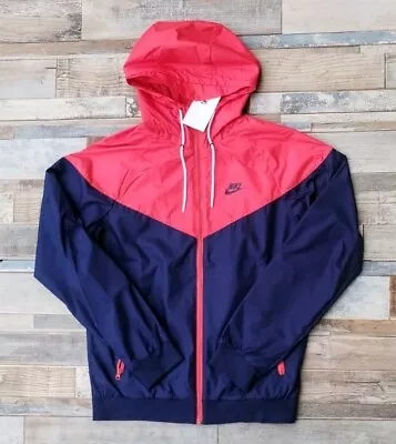 Nike Windrunner Hooded Woven Jacket Full Zip Mens Medium Navy Red Deadstock • $115.96
