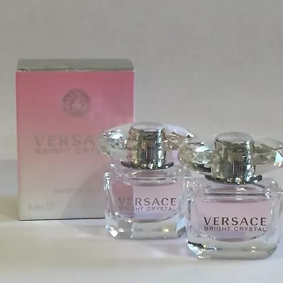 3 Versace Bright Crystal  EDT Mini .17 Oz Splash Bottles  New With Box 3pack NEW • $22.90