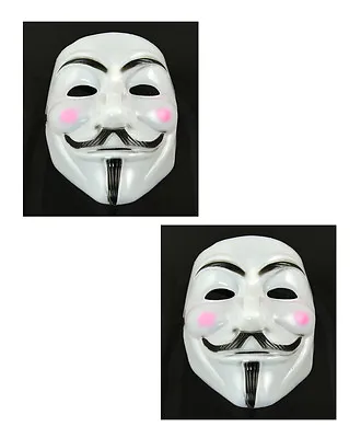 $9.99 • Buy 2 Pcs V For Vendetta Anonymous Guy Fawkes Masquerade Halloween Mask Pink Cheek