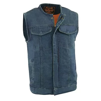 Milwaukee Leather MDM3001 Mens Blue Collarless Club Style Motorcycle Biker Vest • $69.99