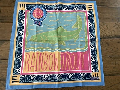 $8 • Buy Gap 100% Cotton Rainbow Trout Bandana Fishing Scarf Bright Outdoor Nature Lake