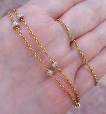 $699 • Buy Diamonds By The Yard Diamond Bead And Rolo Chain 24  Necklace, 9 Beads, 14K YG