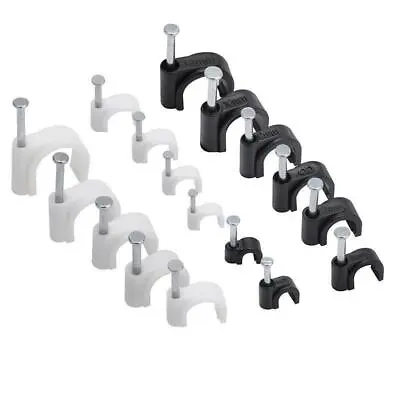 £2.49 • Buy Round Cable Clips  4mm 5mm 6mm 7mm 8mm 9mm 10mm White Black Nail Plugs