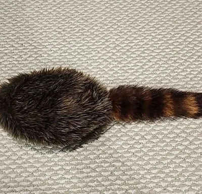 Davey Crockett Coonskin Cap Real Fur Tail Raccoon Brown Coon Daniel Boone Hat  • $15