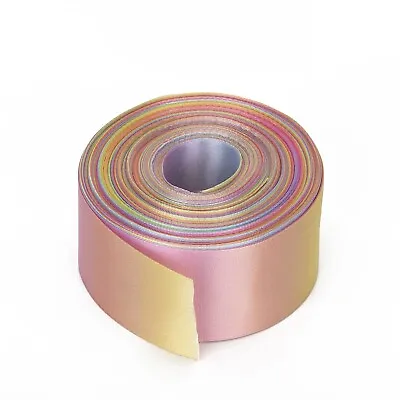 Multicoloured Double Sided Beautiful Satin Ribbon 40mm 50mm Wide Plain Roll 25m • £11.55