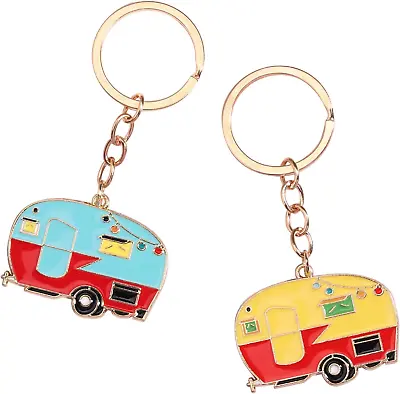 2Pcs Camper Van Keychain Gifts Cool Caravan Keys Keyring Camper Van Accessories • £8.49