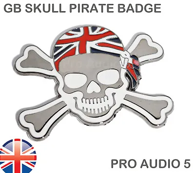 Skull & Bones Pirate Badge Blue Red Chrome Union Jack GB Van Car Truck 4x4 UK • £4.79