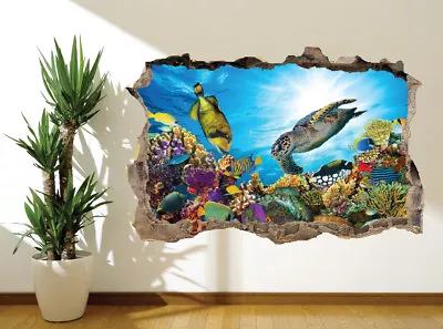 Stunning Underwater Coral Reef Fish Turtle Wall Sticker Wall Mural (44151192) • £29.99