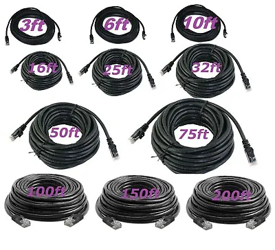 Cat5 CAT5e Rj45 Patch Cable Black Ethernet Lan Modem Ethernet LAN Network PC Lot • $4.45