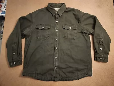 Duluth Trading Co Fleece Lined Shirt Jacket Sz XL Dark Green • $44.99