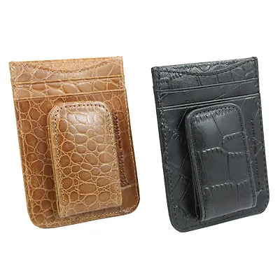 Men's Genuine Leather Wallet ID Credit Card Holder With Magnetic Money Clip • $9.85