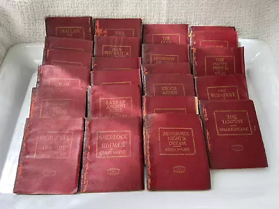 Antique 1920s Miniature Leather Library Books Red Cover Set Of 23 • $30