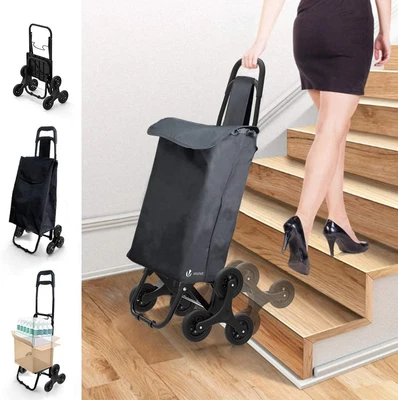 £35.20 • Buy VOUNOT Folding Shopping Trolley On 6 Wheels, Stair Climbing Shopping Cart, Black