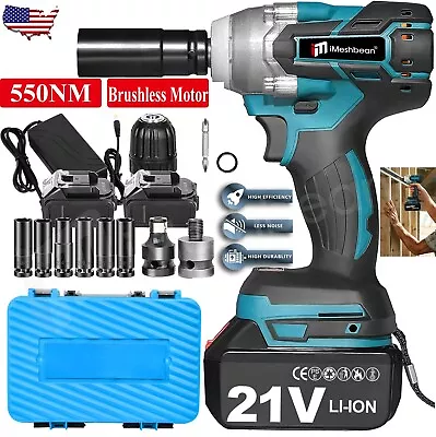 550Nm 1/2'' 21V Electric Impact Wrench Cordless Brushless Nut Gun With 2XBattery • $69.99