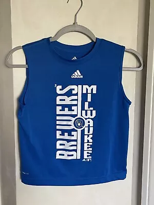 Adidas Milwaukee Brewers Youth Boys Moisture Wicking Tank/Muscle Shirt Size 7 • $6