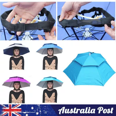 $23.45 • Buy Fishing Umbrella Hat Hiking Beach Camping Foldable Sunscreen Shade Head Umbrella