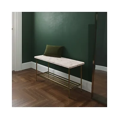 White Marble Hallway Bench With Shoe Rack - Seats 3 - Martina MTA014 • £55.92